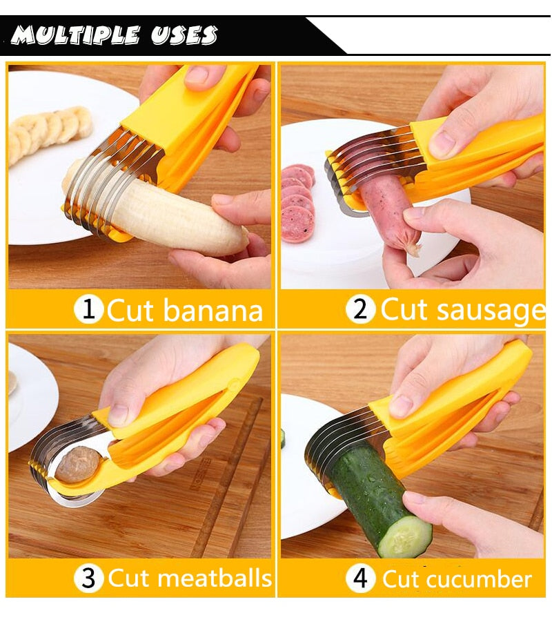 Smart Banana Slicer – Quick & Safe Stainless Steel Fruit Cutter
