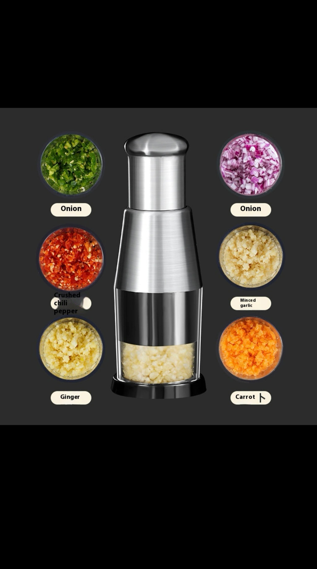 Manual Stainless Steel Garlic Crusher & Vegetable Chopper