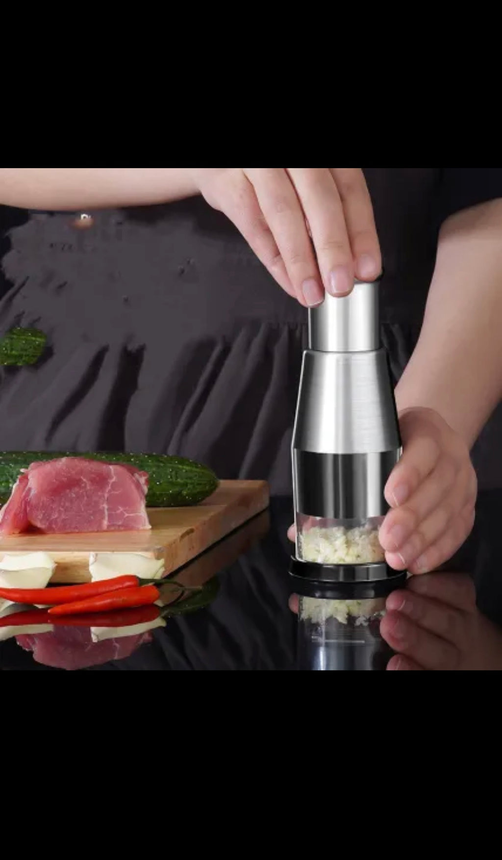 Manual Stainless Steel Garlic Crusher & Vegetable Chopper