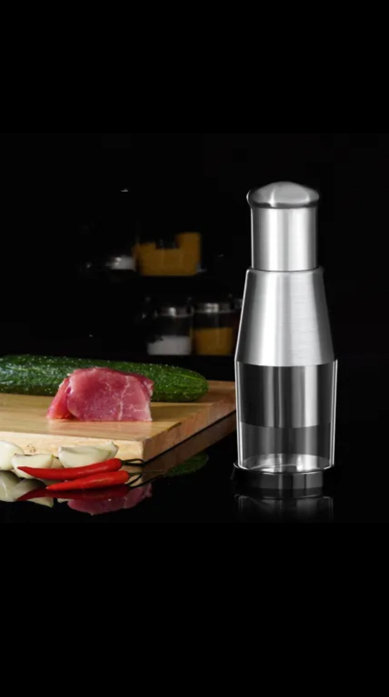 Manual Stainless Steel Garlic Crusher & Vegetable Chopper